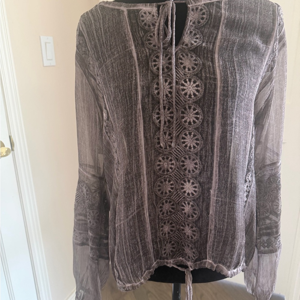 Elegant Brown Sheer Blouse